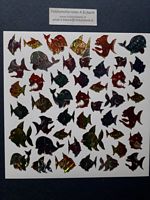 Holografische stickers 15 X 15 cm Vissen gekleurd